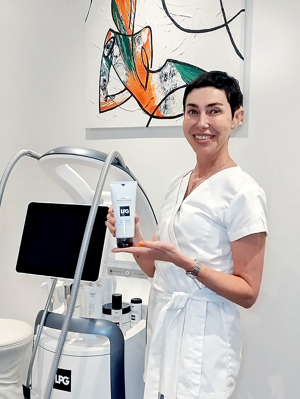 Olga Bakher mit LPG Gerät
